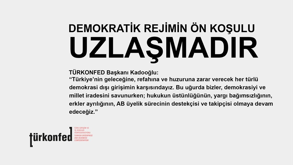TÜRKONFED: "Demokratik Rejimin Ön Koşulu Uzlaşmadır"