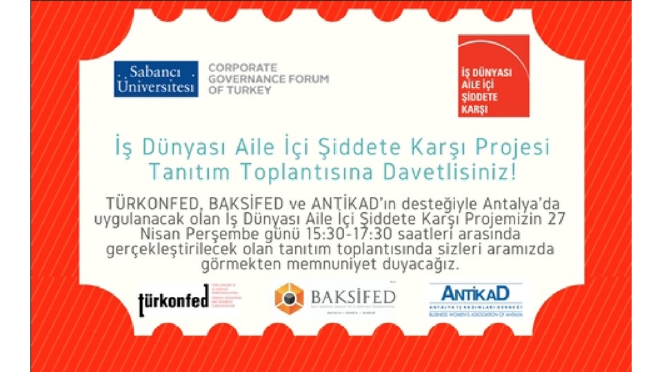 İş Dünyası Aile İçi Şiddete Karşı Projesi Tanıtım Toplantısı Antalya'da Yapılıyor
