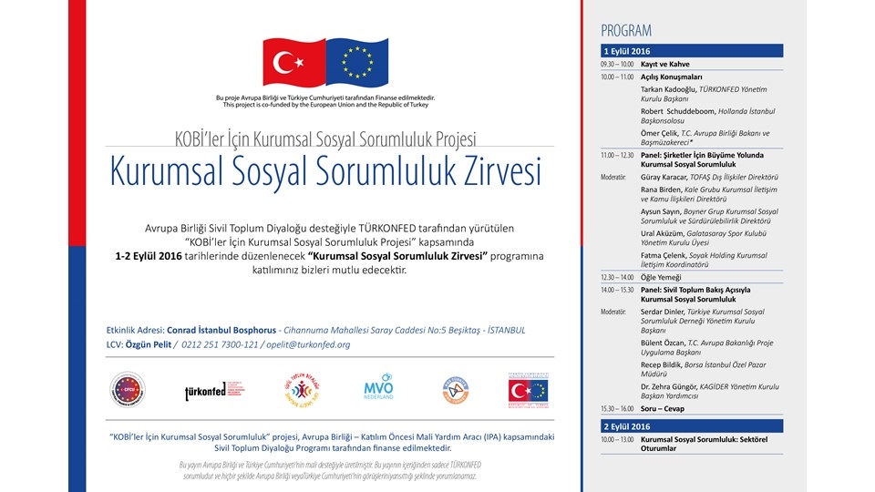 Sivil Toplum Diyaloğu - Kurumsal Sosyal Sorumluluk Zirvesi, 1-2 Eylül İstanbul