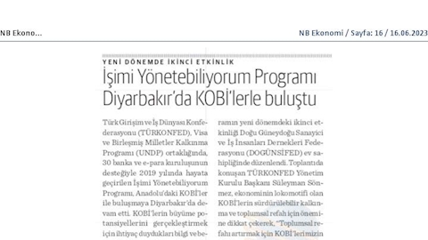İşimi Yönetebiliyorum Eğitimi - 15 Haziran 2023 / Diyarbakır