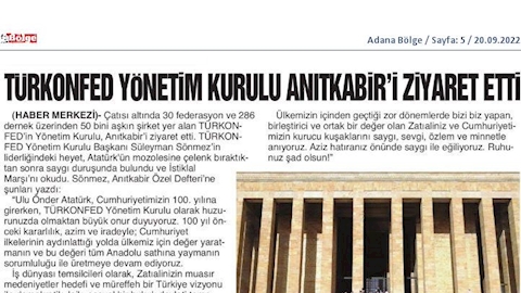 TÜRKONFED Anıtkabir Ziyareti - 15 Eylül 2022 / Ankara
