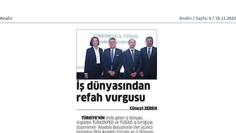 TÜRKONFED-TÜSİAD Anadolu Buluşmaları - 17 Kasım 2022 / Kayseri