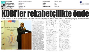 TÜRKONFED KSS Anadolu Çalıştayları Tamamlandı Medya Yansımaları-04.02.2017 