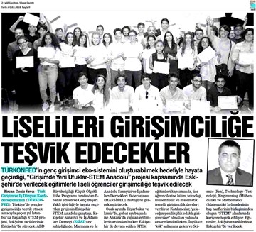 TÜRKONFED STEM Anadolu Eskişehir Eğitimi Medya Yansımaları  2-3 Şubat 2018 / Eskişehir