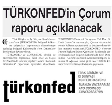 TÜRKONFED'in Çorum Raporu