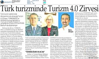 Türk Turizminde Dönüşüm: Turizm 4.0 Zirvesi Medya Yansımaları / 4 Eylül 2018
