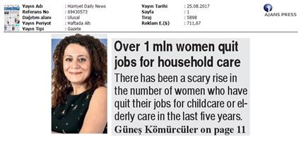 TÜRKONFED 3. İş Dünyasında Kadın Raporu II. Faz Basın Bülteni Medya Yansımaları / 20 Ağustos 2017