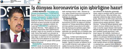 TÜRKONFED Coronavirüs Basın Açıklaması - 16 Mart 2020