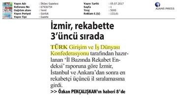 TÜRKONFED, EGİAD İzmir Rekabet Endeksi Toplantısı - Son Medya Yansımaları / 5 Temmuz 2017