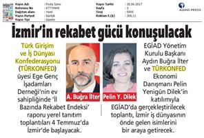 TÜRKONFED-İzmir Rekabet Endeksi Toplantısı / Ön Basın Yansımaları-30 Haziran 2017 