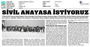 TÜRKONFED KSS Malatya Çalıştayı Medya Yansımaları-02.02.2017