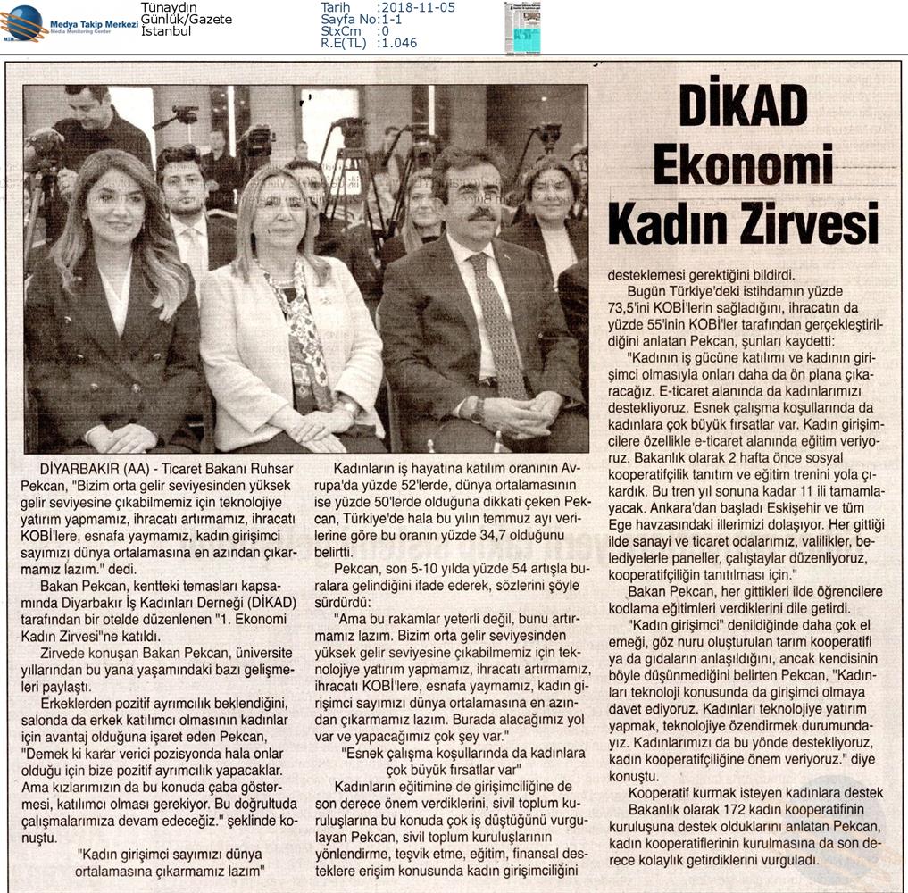 1 DİKAD Ekonomi Ve Kadin Zirvesi Medya Yansimalari 1 Kasim 2018 Diyarbakir - 15