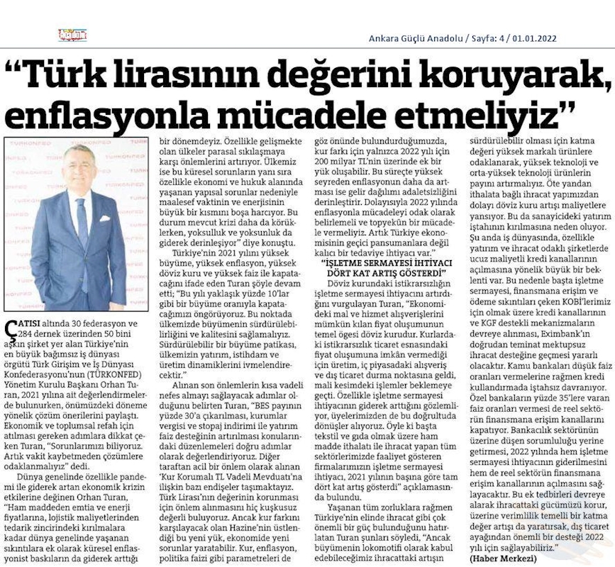 2021 Yil Sonu Ekonomi Değerlendirmesi 31 Aralik 2021 - 16