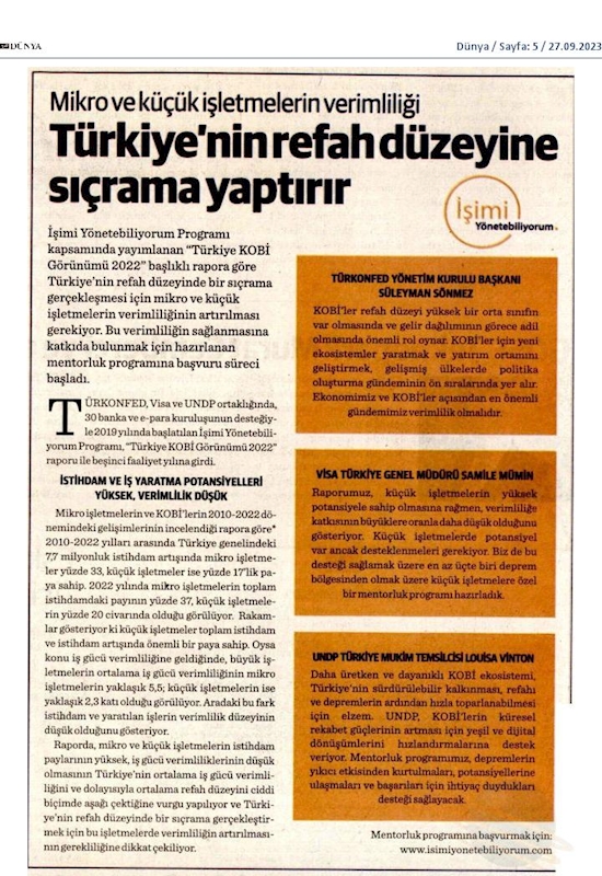 2022 Türkiye KOBİ Görünümü Raporu 2 Ekim 2023 - 6