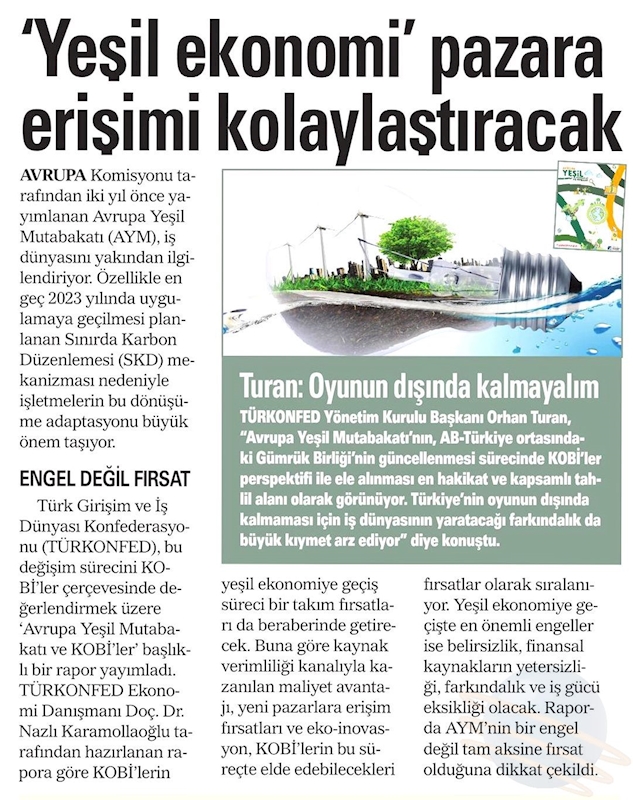Avrupa Yesil Mutabakati Ve KOBİ'ler Raporu Basin Yansimalari 27 Nisan 2021 - 1