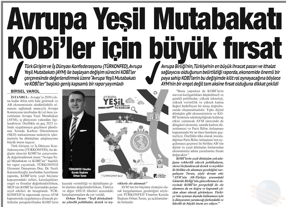 Avrupa Yesil Mutabakati Ve KOBİ'ler Raporu Basin Yansimalari 27 Nisan 2021 - 3