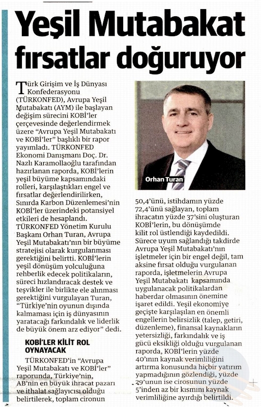 Avrupa Yesil Mutabakati Ve KOBİ'ler Raporu Basin Yansimalari 27 Nisan 2021 - 6