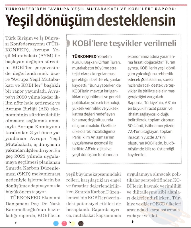 Avrupa Yesil Mutabakati Ve KOBİ'ler Raporu Basin Yansimalari 27 Nisan 2021 - 7