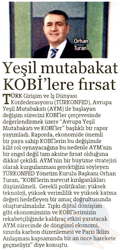 Avrupa Yesil Mutabakati Ve KOBİ'ler Raporu Basin Yansimalari 27 Nisan 2021 - 9