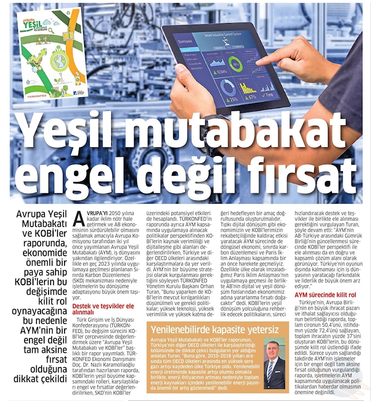 Avrupa Yesil Mutabakati Ve KOBİ'ler Raporu Basin Yansimalari 27 Nisan 2021 - 11