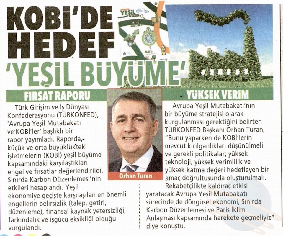 Avrupa Yesil Mutabakati Ve KOBİ'ler Raporu Basin Yansimalari 27 Nisan 2021 - 13