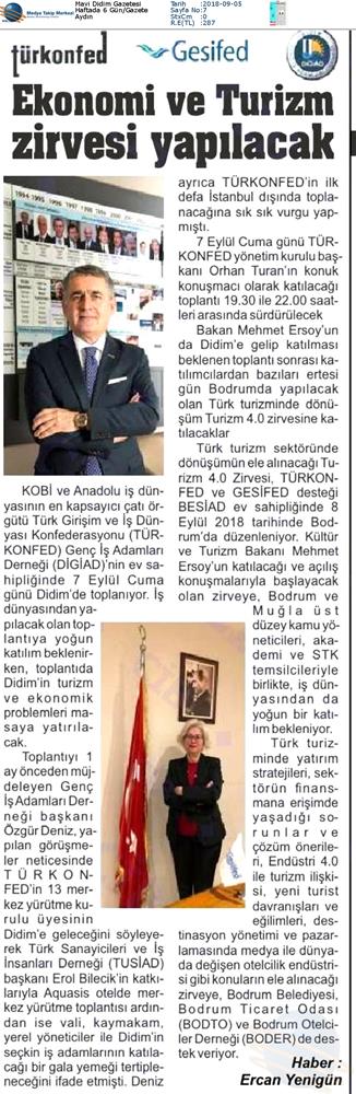 Bodrum Turizm 40 Zirvesi Didim Ekonomi Gala Yemegi Medya Yansimalari 8 Eylul 2018 - 2
