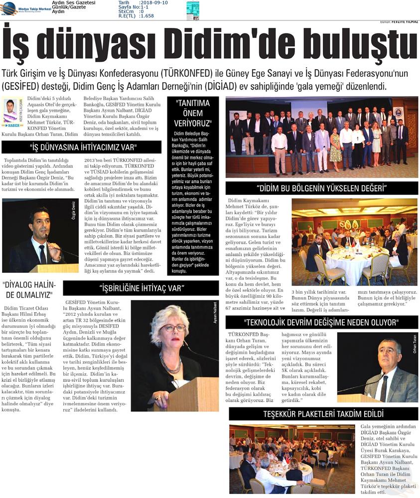 Bodrum Turizm 40 Zirvesi Didim Ekonomi Gala Yemegi Medya Yansimalari 8 Eylul 2018 - 5