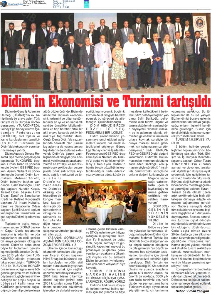 Bodrum Turizm 40 Zirvesi Didim Ekonomi Gala Yemegi Medya Yansimalari 8 Eylul 2018 - 8