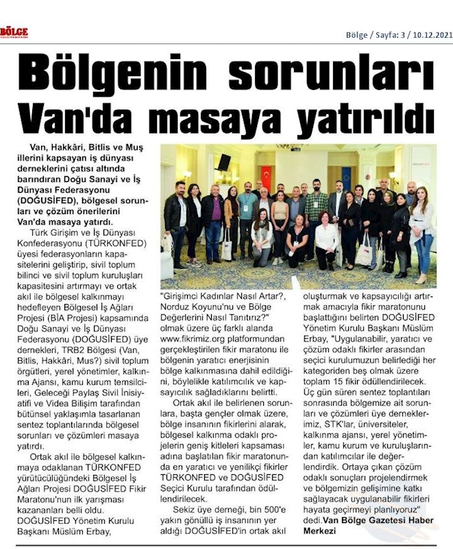 Bolgesel Is Aglari Buluşmalari Basin Yansimalari 4 5 6 Kasim 2021 Van - 2