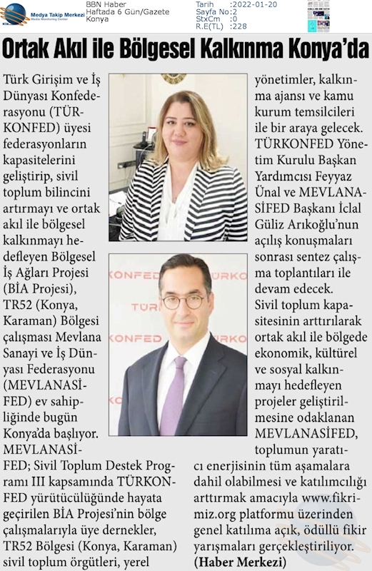 Bolgesel Is Aglari Projesi 20 Ocak 2022 Konya - 2