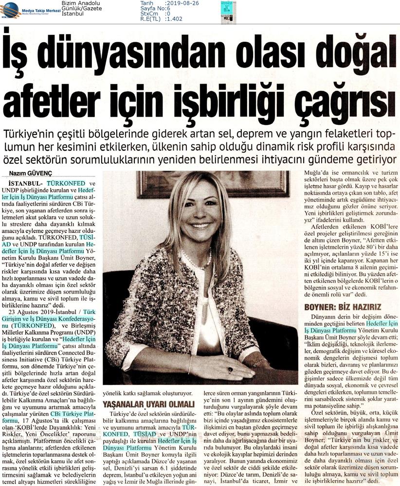 Boyner Ozel Sektor Dogal Afetlerde Sorumluluk Almaya Ve İşbirliğine Hazir Basin Yansimalari 23 Agustos 2019 - 2