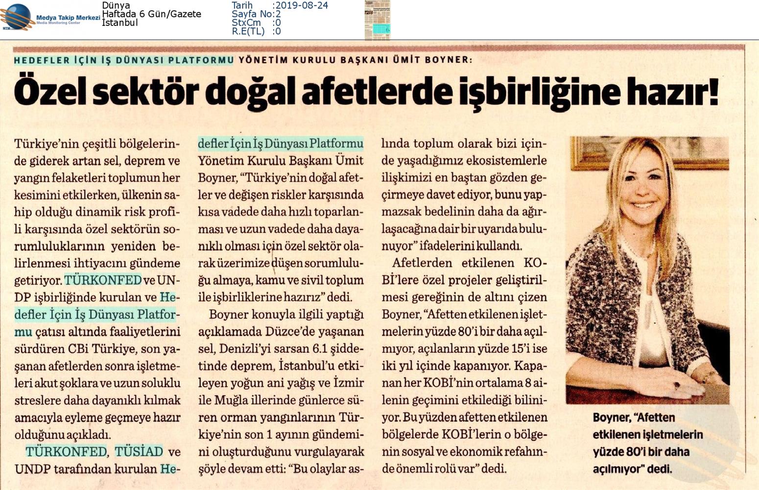 Boyner Ozel Sektor Dogal Afetlerde Sorumluluk Almaya Ve İşbirliğine Hazir Basin Yansimalari 23 Agustos 2019 - 5