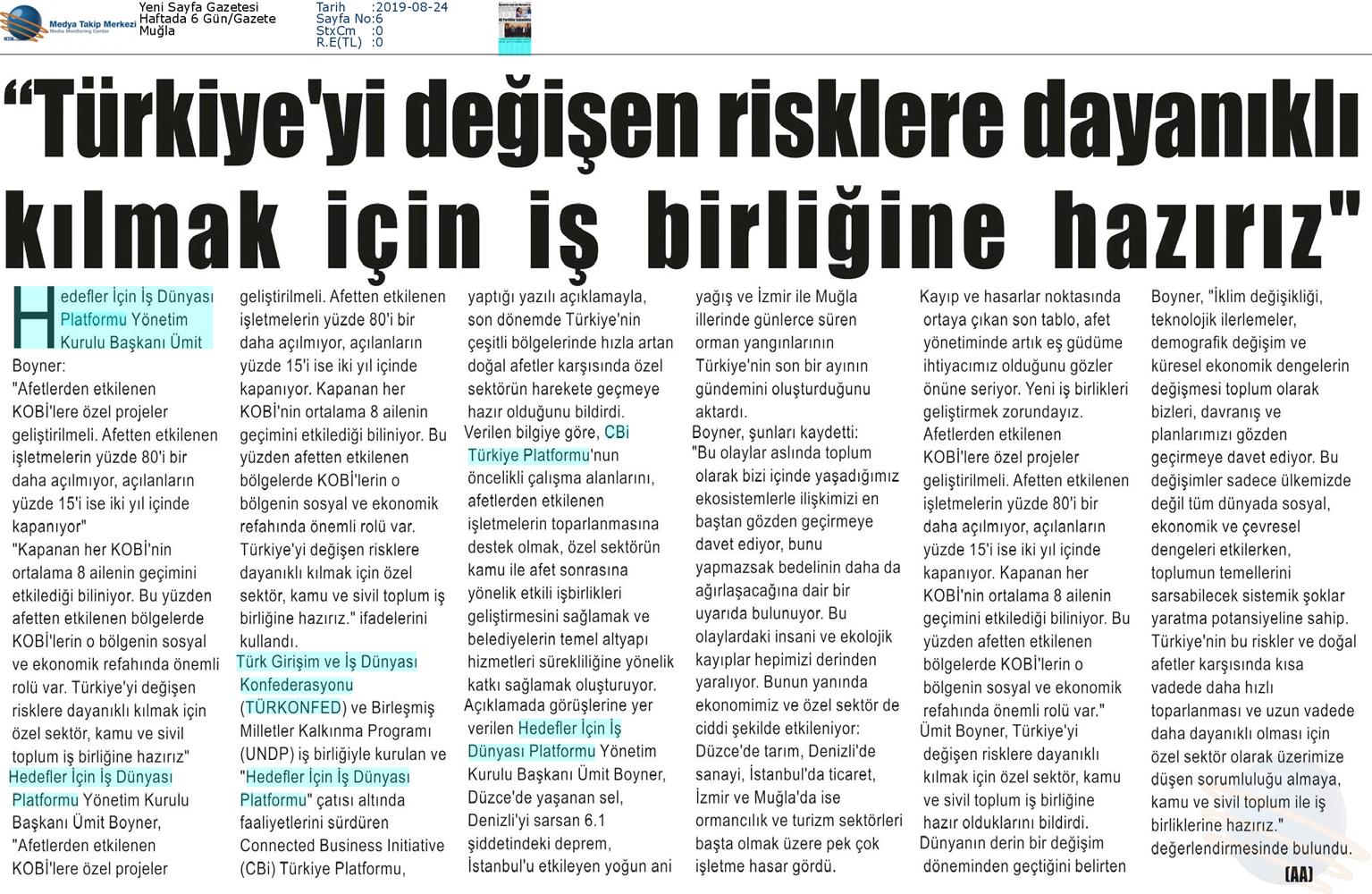 Boyner Ozel Sektor Dogal Afetlerde Sorumluluk Almaya Ve İşbirliğine Hazir Basin Yansimalari 23 Agustos 2019 - 11