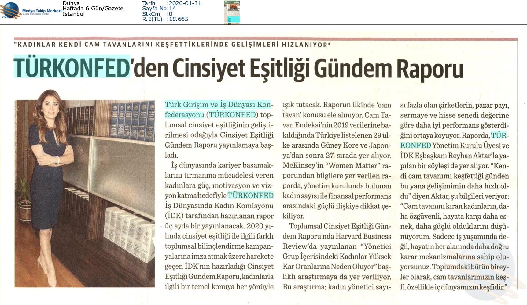 Cinsiyet Esitligi Gundem Raporu Cam Tavan Medya Yansimalari 30 Ocak 2020 - 1