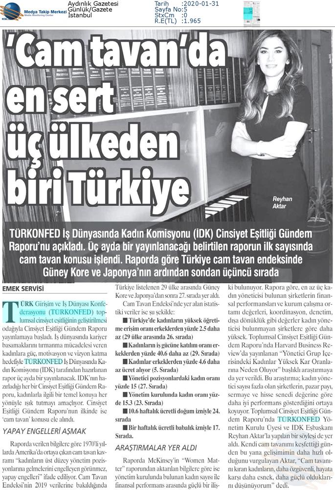 Cinsiyet Esitligi Gundem Raporu Cam Tavan Medya Yansimalari 30 Ocak 2020 - 3