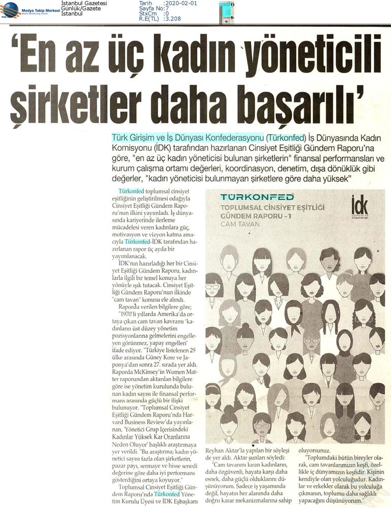 Cinsiyet Esitligi Gundem Raporu Cam Tavan Medya Yansimalari 30 Ocak 2020 - 4