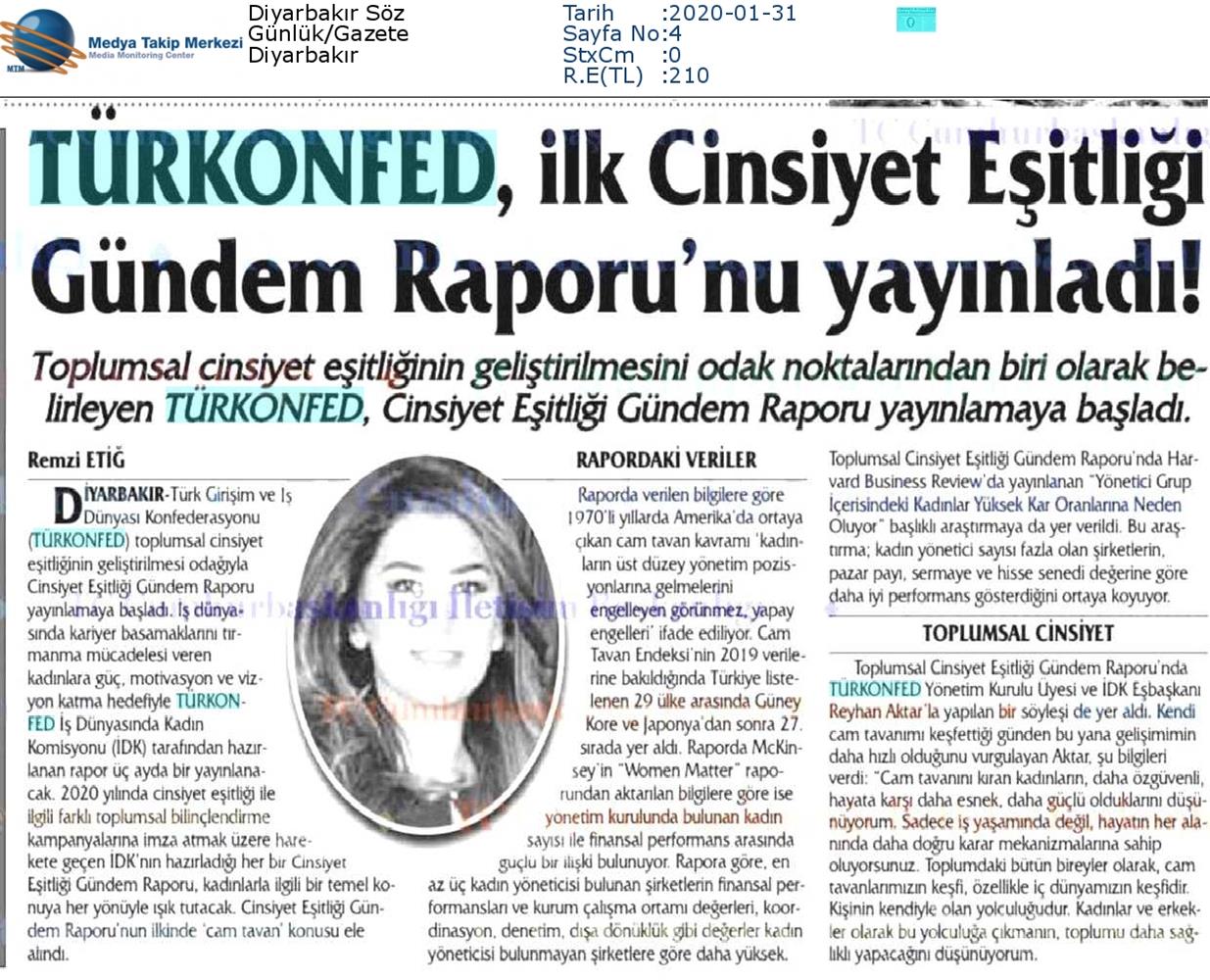 Cinsiyet Esitligi Gundem Raporu Cam Tavan Medya Yansimalari 30 Ocak 2020 - 6