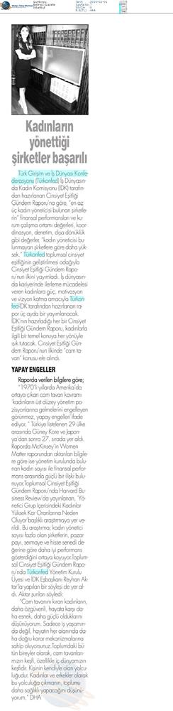 Cinsiyet Esitligi Gundem Raporu Cam Tavan Medya Yansimalari 30 Ocak 2020 - 10