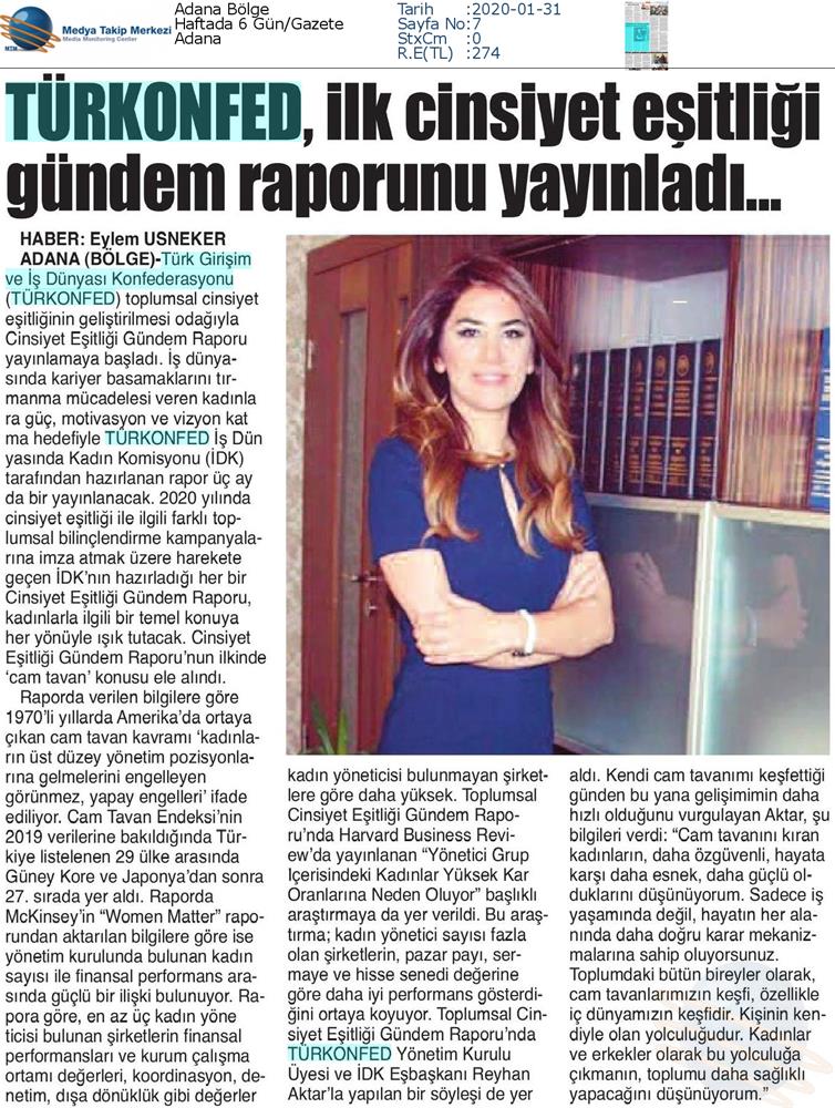 Cinsiyet Esitligi Gundem Raporu Cam Tavan Medya Yansimalari 30 Ocak 2020 - 13