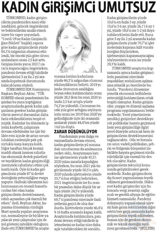 COVID 19un Kadin Girişimciligine Etkileri Raporu Basin Yansimalari 12 Temmuz 2021 - 3