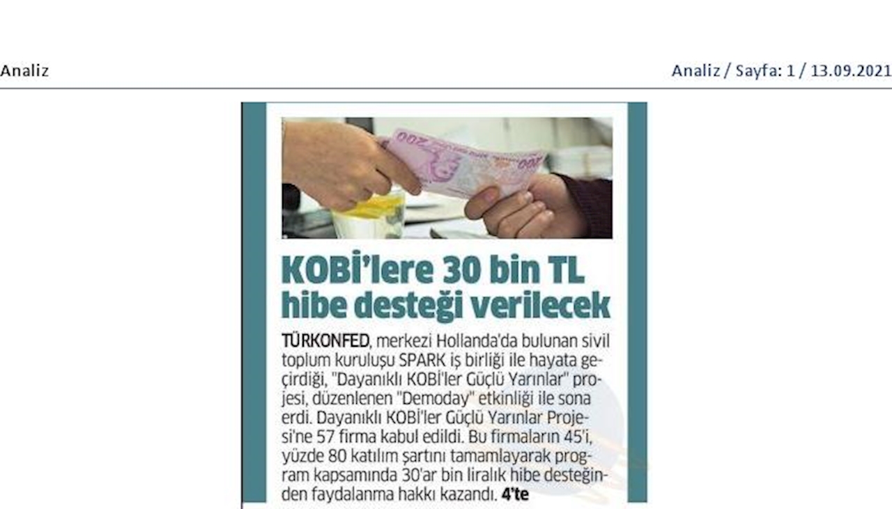 Dayanikli KOBİ'ler Guclu Yarinlar Kapanis Toplantısı Basin Yansimalari 9 Eylul 2021 - 7