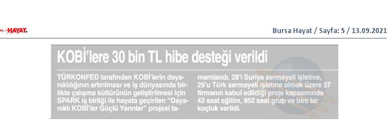 Dayanikli KOBİ'ler Guclu Yarinlar Kapanis Toplantısı Basin Yansimalari 9 Eylul 2021 - 9