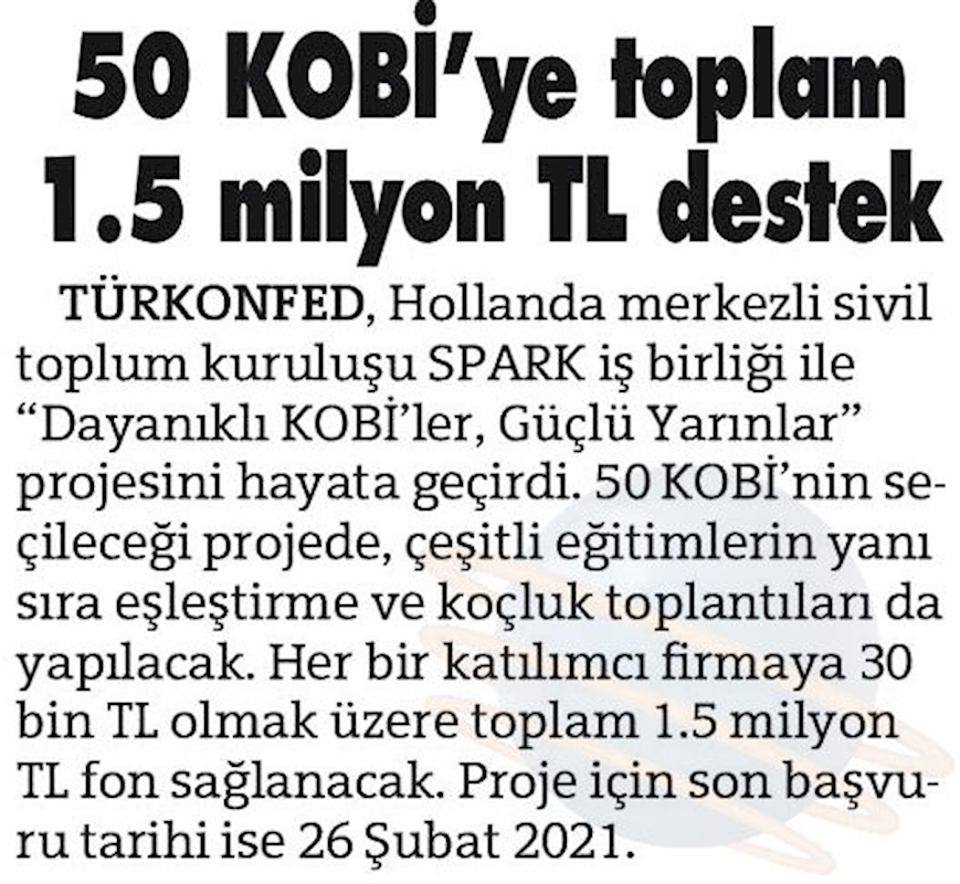 Dayanikli KOBİ'ler Guclu Yarinlar Projesi Basin Yansimalari 14 Subat 2021 - 1