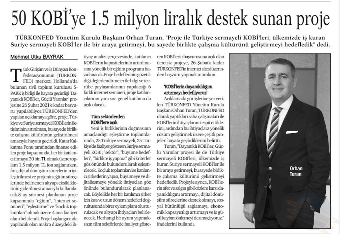 Dayanikli KOBİ'ler Guclu Yarinlar Projesi Basin Yansimalari 14 Subat 2021 - 15