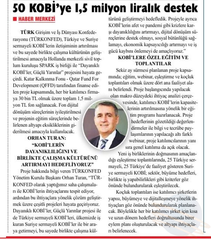Dayanikli KOBİ'ler Guclu Yarinlar Projesi Basin Yansimalari 14 Subat 2021 - 20