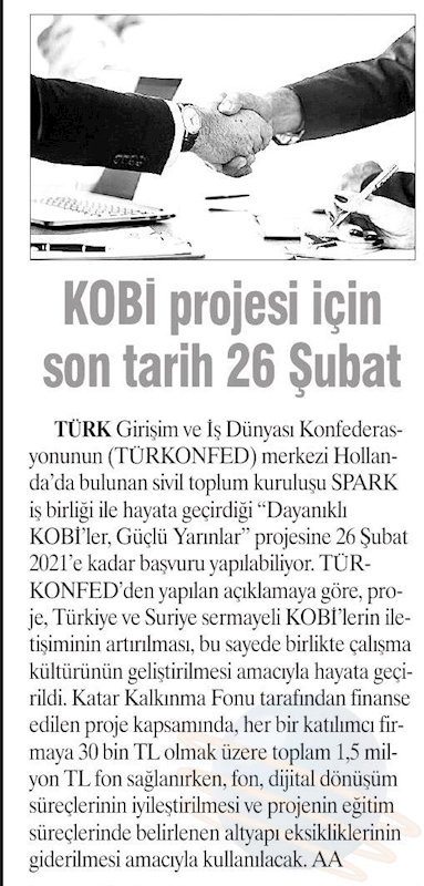 Dayanikli KOBİ'ler Guclu Yarinlar Projesi Basin Yansimalari 14 Subat 2021 - 22