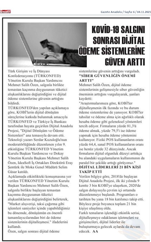 Dijital Anadolu Canli Yayinlari Basin Yansimalari 2021 - 12