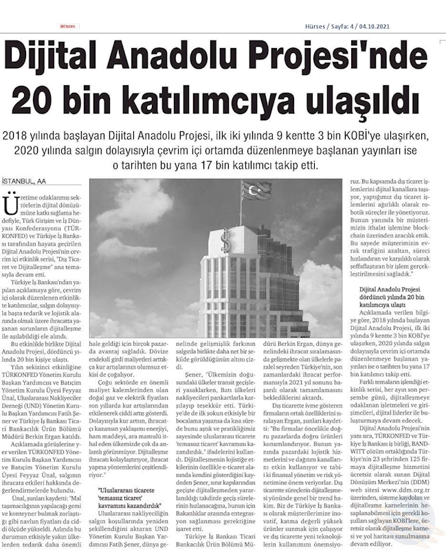 Dijital Anadolu Canli Yayinlari Basin Yansimalari 2021 - 31