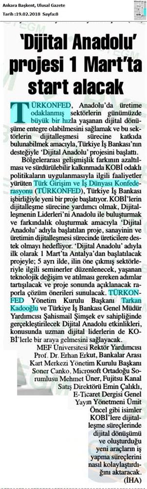 Dijital Anadolu Medya Yansimalari 19 Subat 2018 - 20