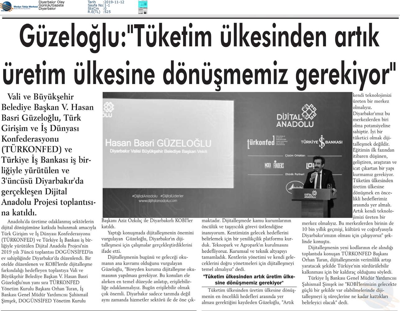 Dijital Anadolu Toplantısı Medya Yansimalari 12 Kasim Diyarbakir - 2